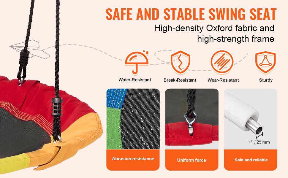 40" Tree Swing Saucer Seat 750lbs with Straps & Adjustable Ropes