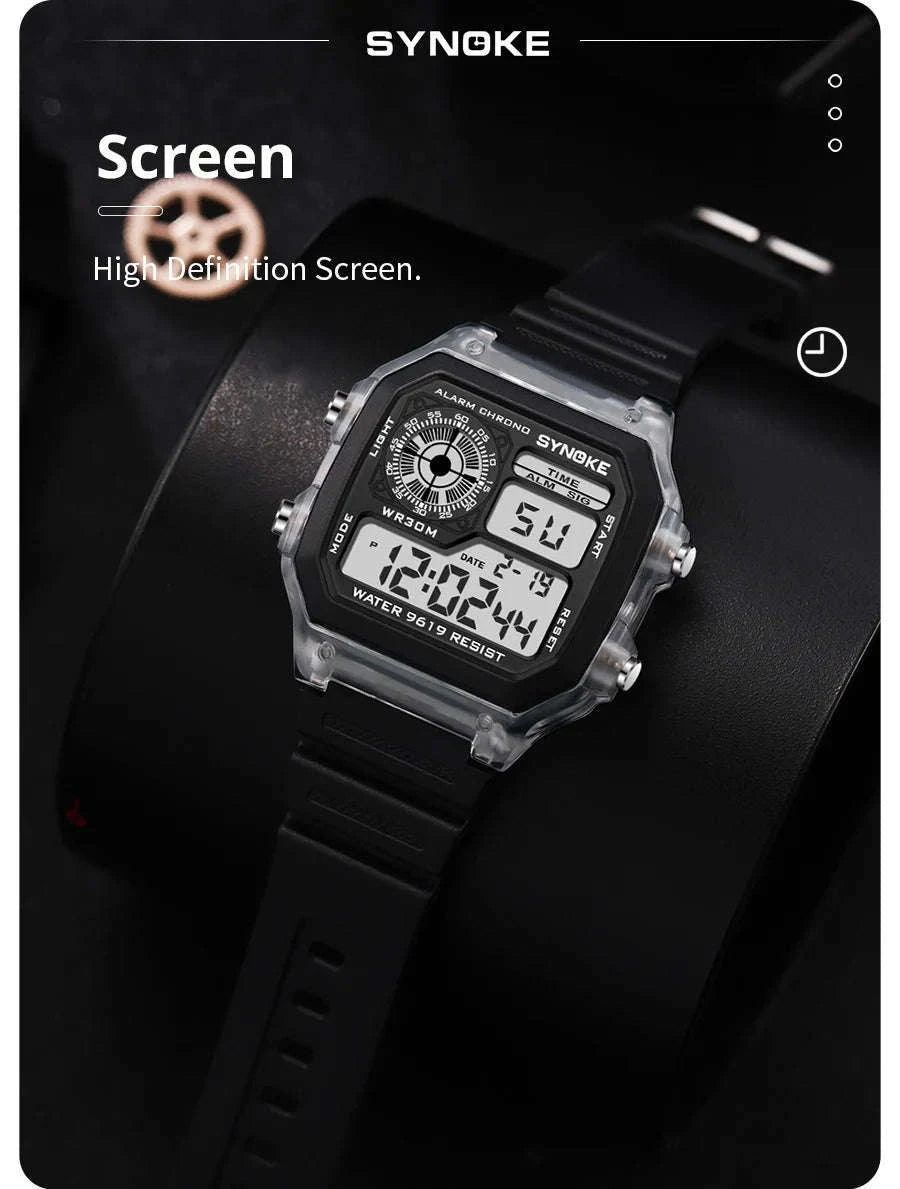SYNOKE Digital Sports Watch with Multifunction Luminous Display-Grey