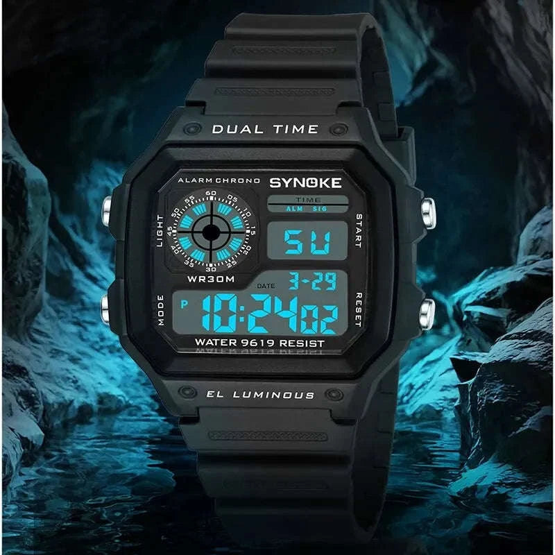 SYNOKE Digital Sports Watch with Multifunction Luminous Display-Grey