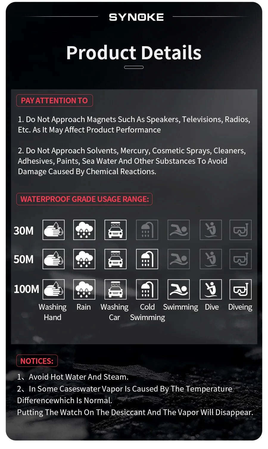 SYNOKE Digital Sports Watch with Multifunction Luminous Display-Grey