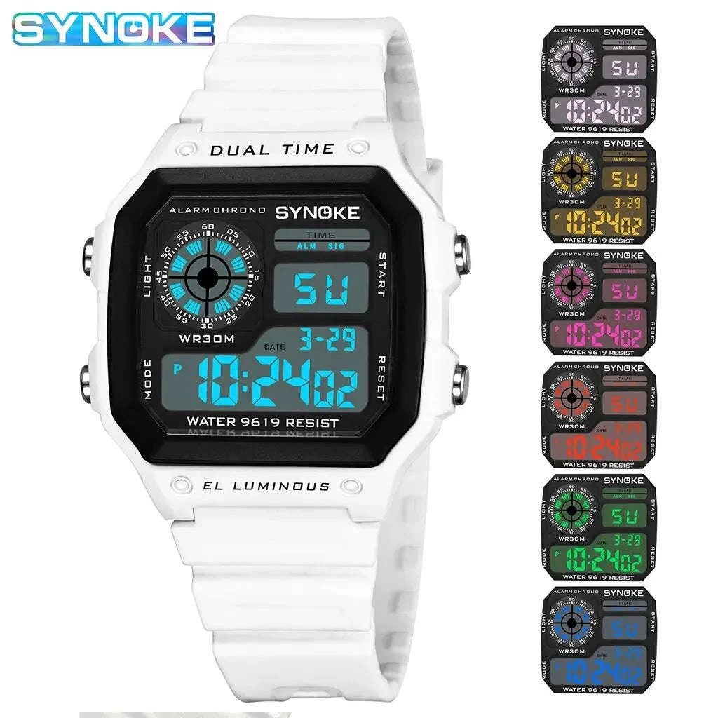 SYNOKE Digital Sports Watch with Multifunction Luminous Display-Grey