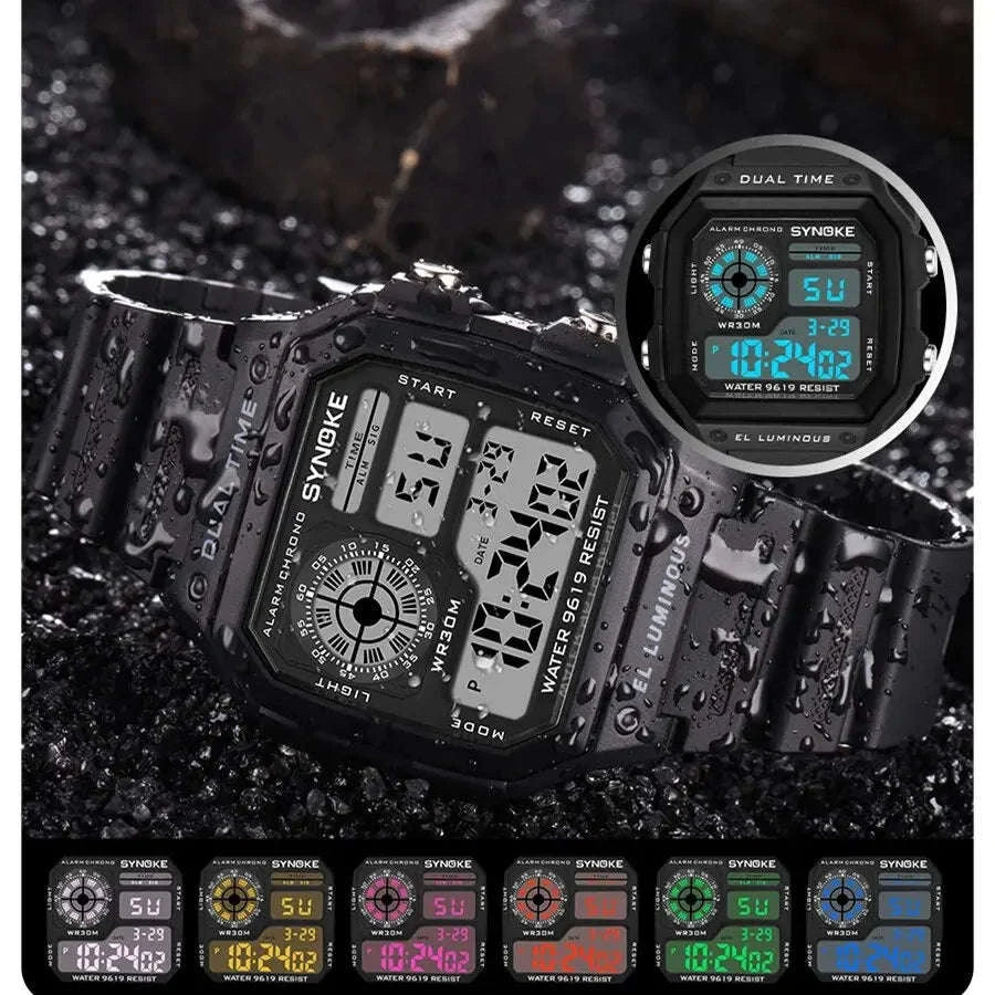 SYNOKE Digital Sports Watch with Multifunction Luminous Display-Grey