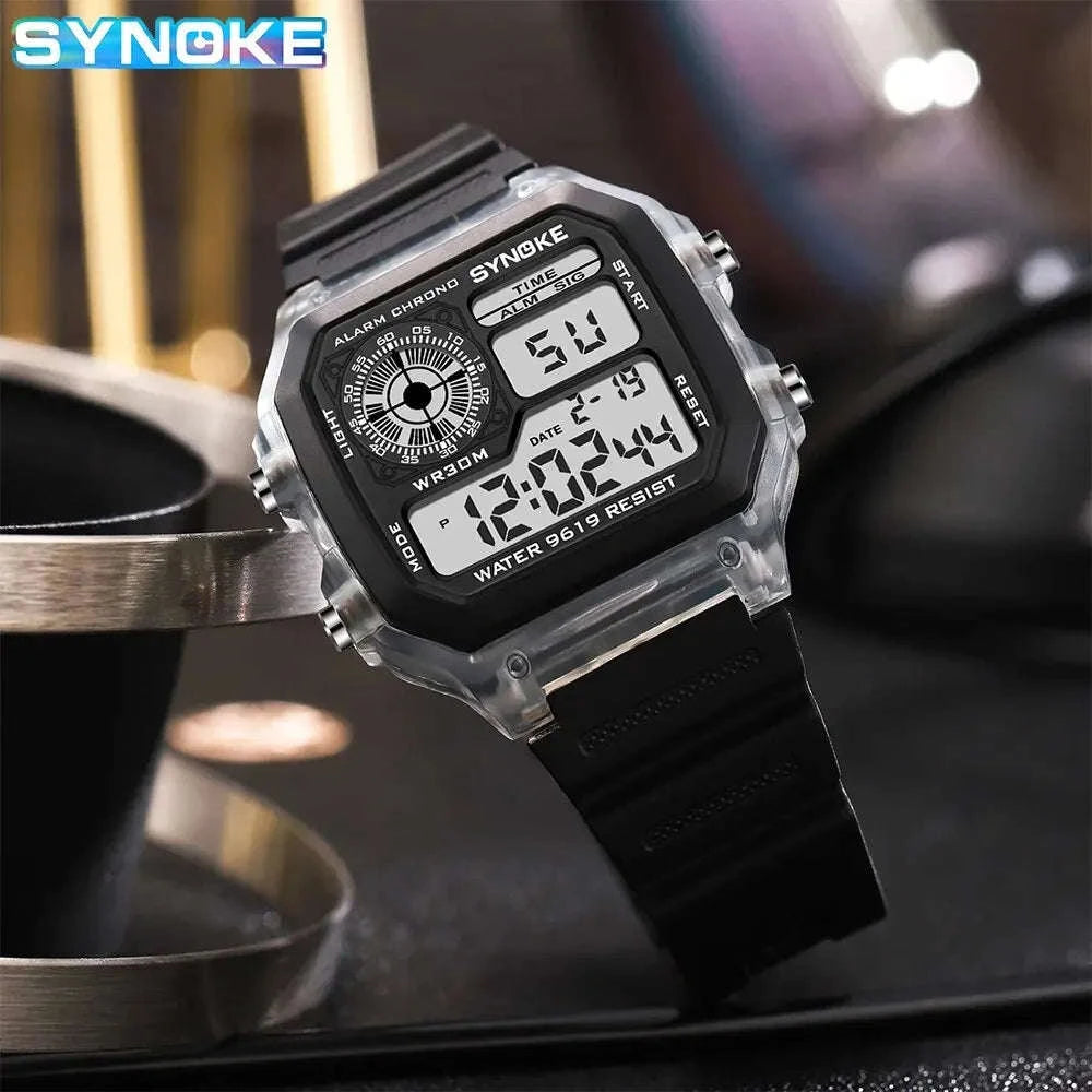 SYNOKE Digital Sports Watch with Multifunction Luminous Display-Grey
