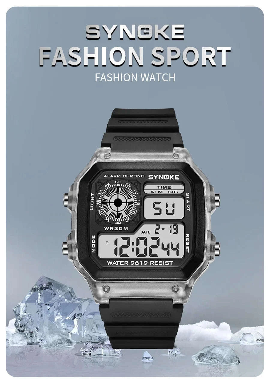 SYNOKE Digital Sports Watch with Multifunction Luminous Display-Grey