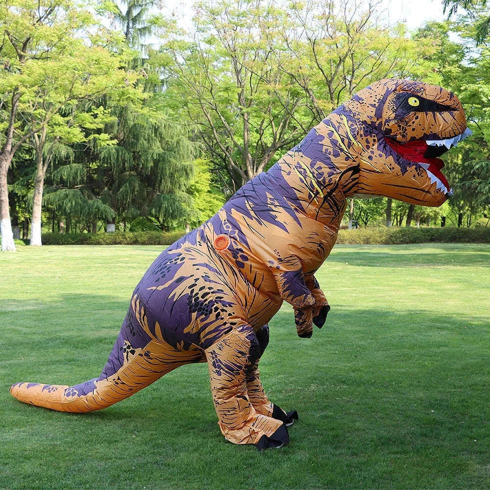 T-Rex Inflatable Dinosaur Costume for Kids and Adults-Brown / Fit Height 150-200cm / T-REX
