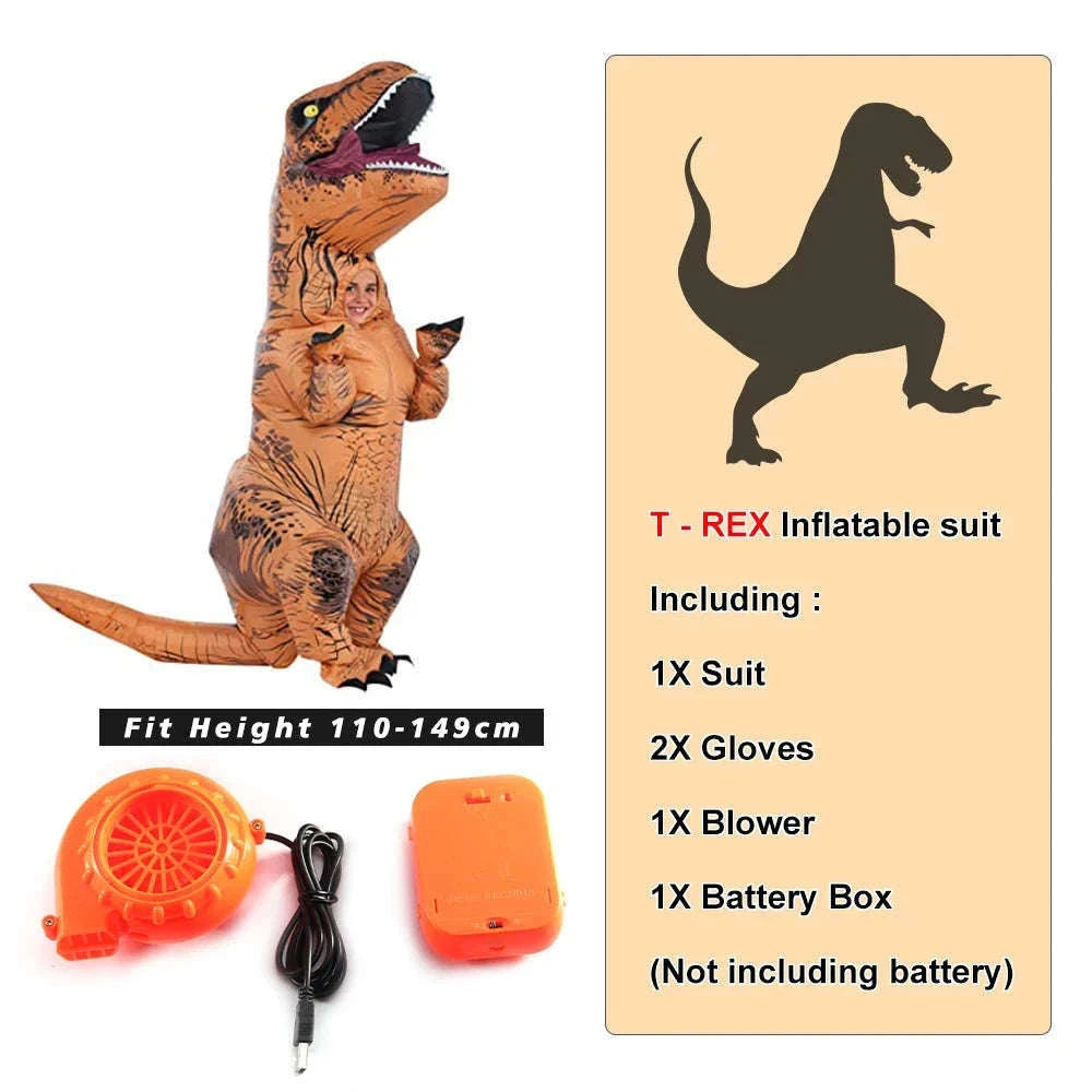 T-Rex Inflatable Dinosaur Costume for Kids and Adults-Brown / Fit Height 150-200cm / T-REX