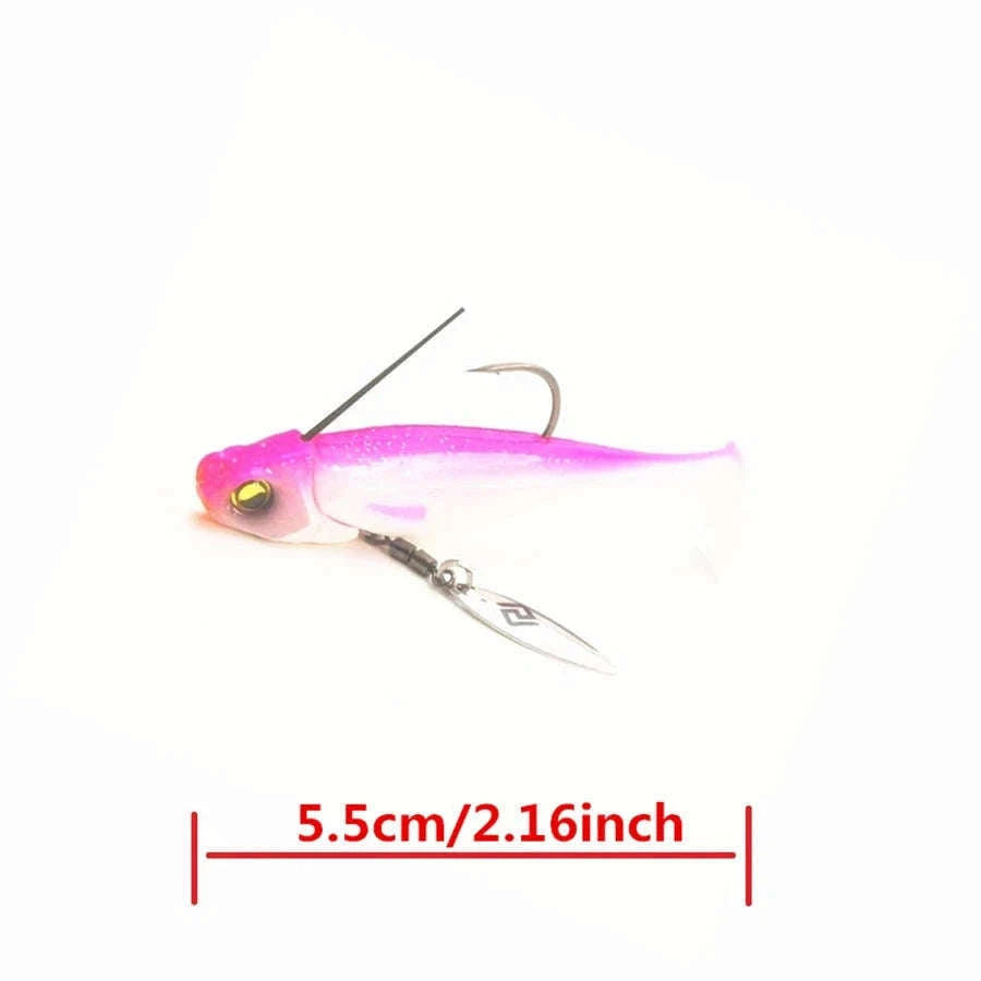 T-Tail Soft Swimbait with Rotating Blade for Bass and Sea Fishing-YELLOW / 7G