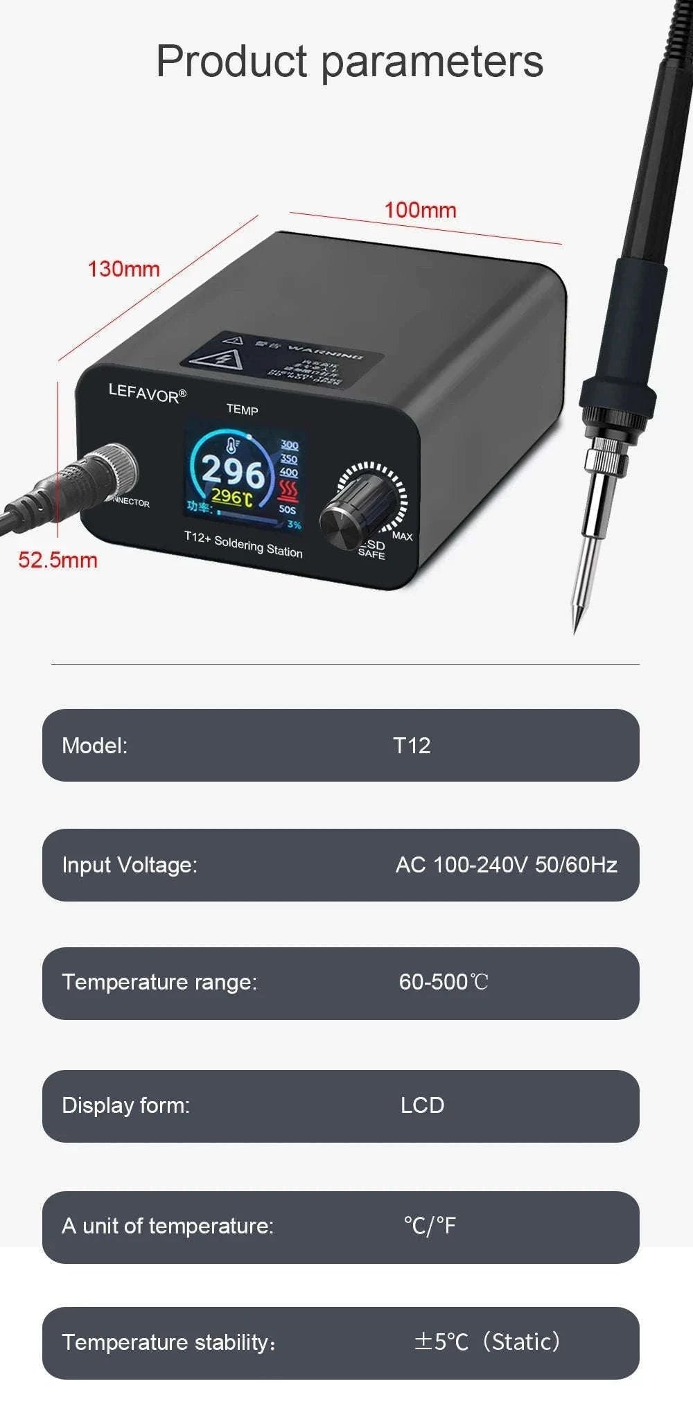 T12 75W Digital Soldering Iron Station with 150–450°C Control-T12NEW SET1 / US