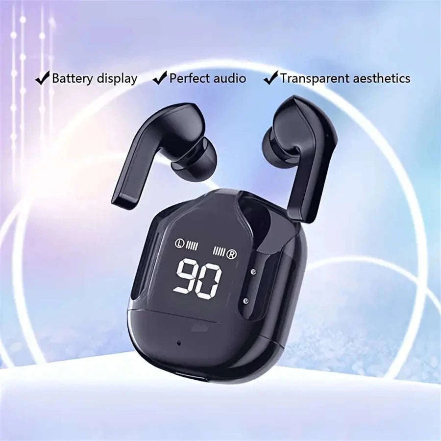 T2 Transparent Bluetooth Earphones with HIFI LED Display-Green