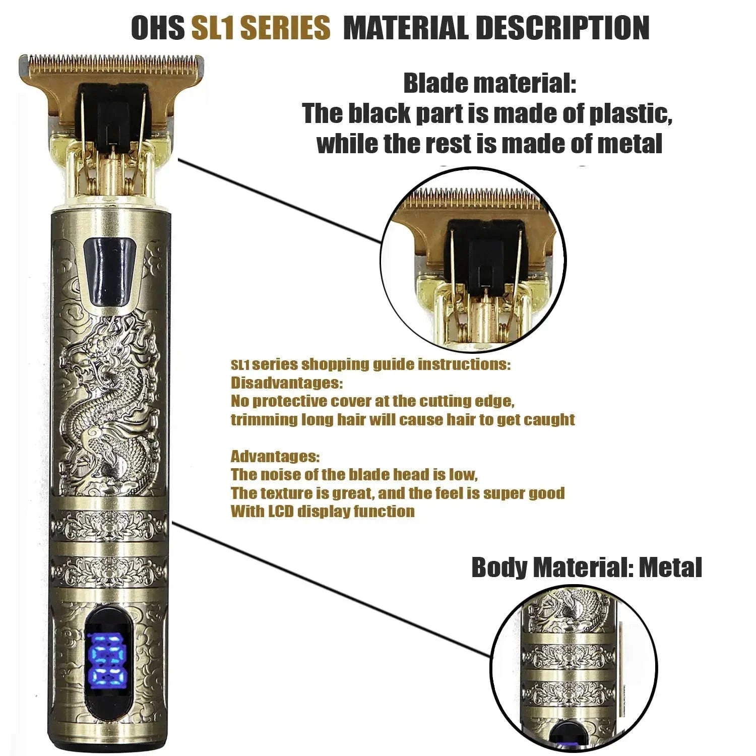 T9 Hair Clipper – Precision Trimmer for Clean Lines and Easy Grooming-OHS S2 DRAGON