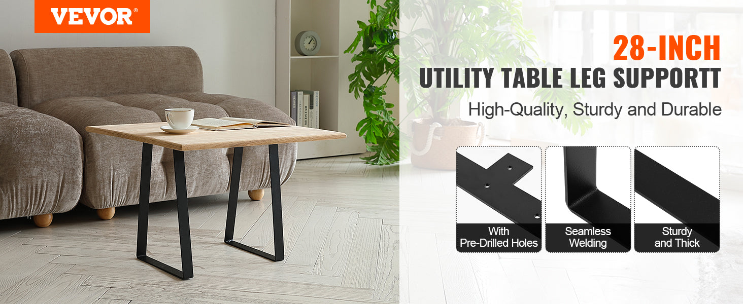 16 Inch Trapezoid Steel Table Legs Set of 2