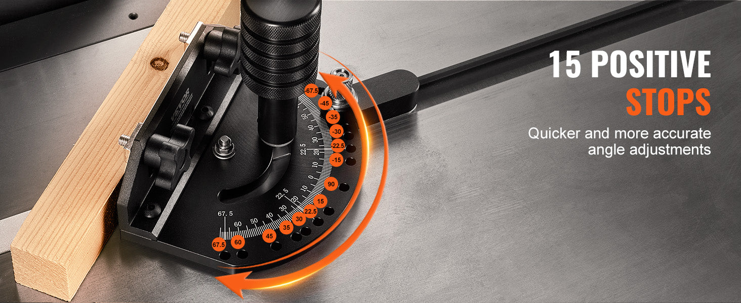 Precision Miter Gauge for Table Saws with 15 Positive Stops