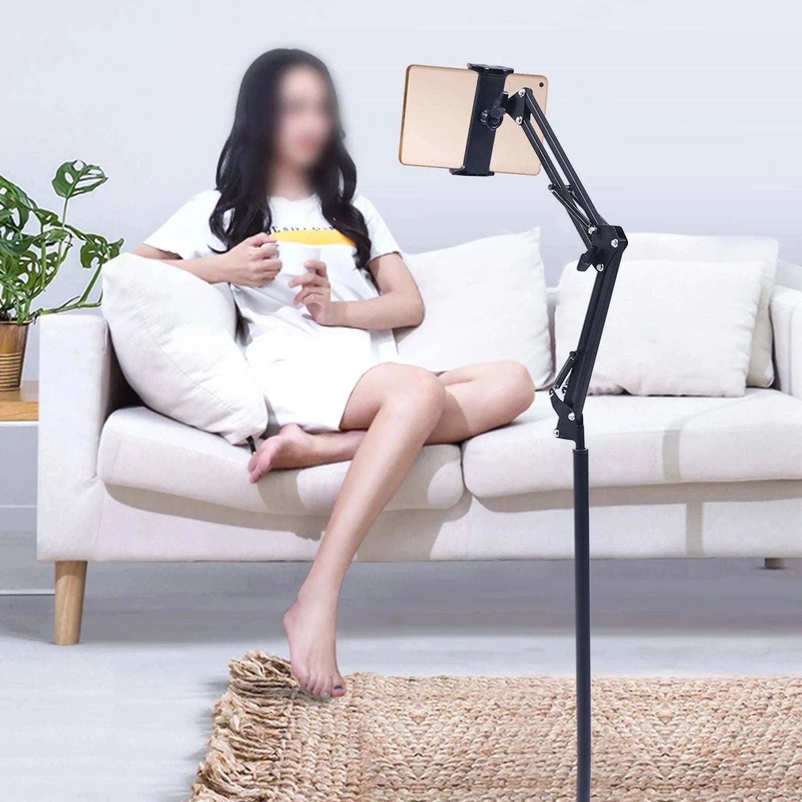Tablet Floor Stand Adjustable Height & 360° Swivel-black / United States