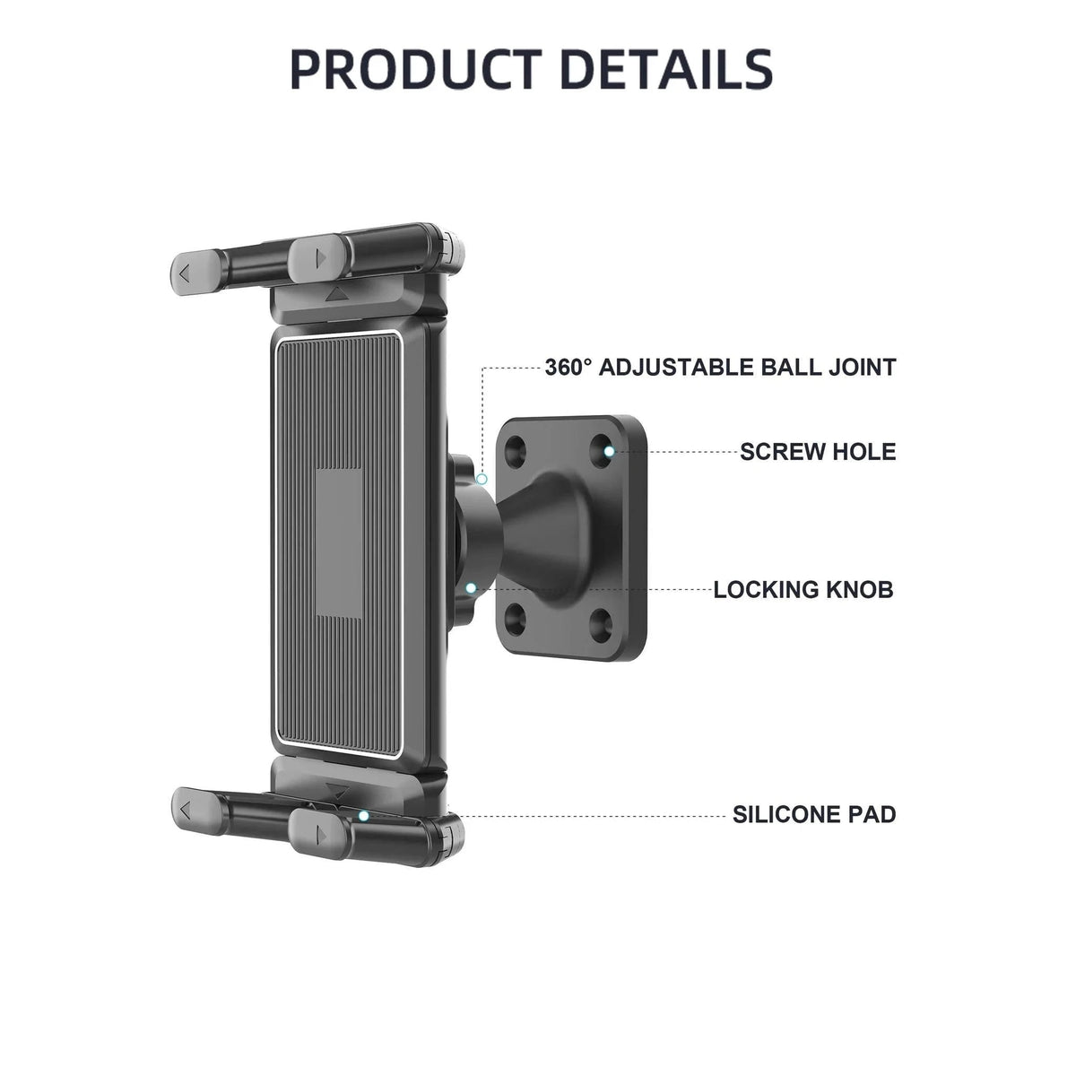 Tablet Wall Mount 360° Rotation Holder Stand for 4.7-15 in Devices-Default Title