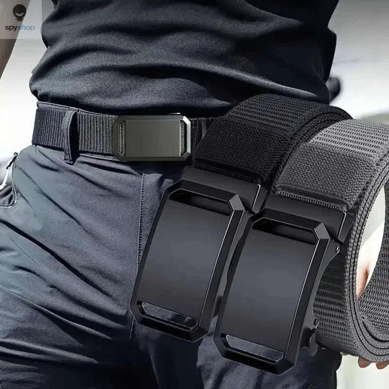 Tactical Canvas Belt with Automatic Buckle for Daily Support-light brown / 120cm