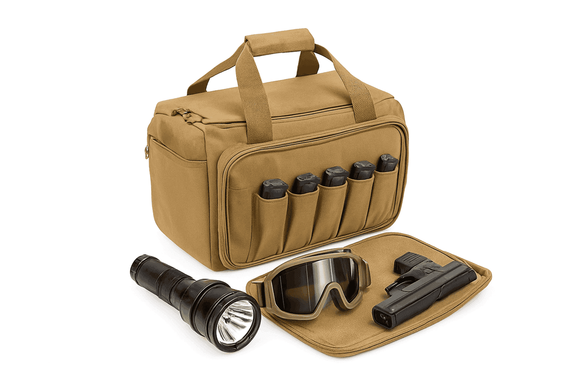 Tactical Gun Range Bag with Padded Compartments-Black