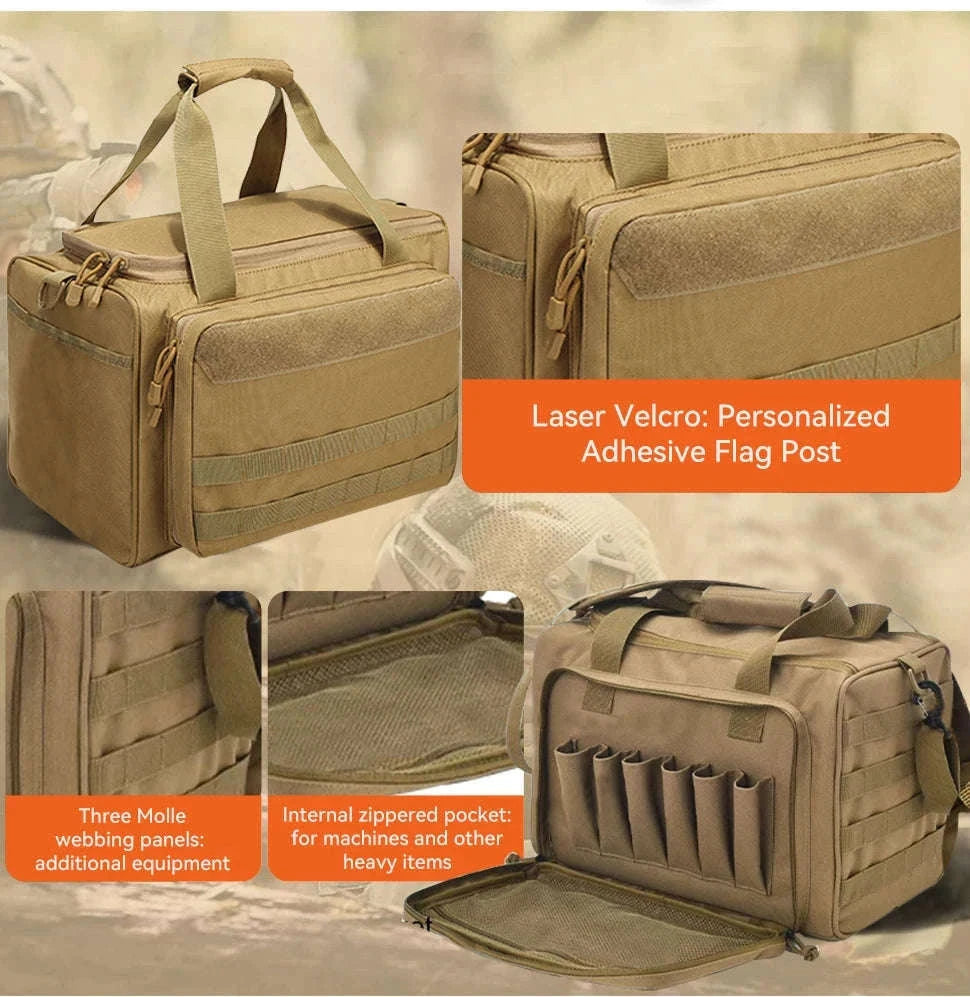 Tactical Gun Range Bag with Padded Compartments-Black