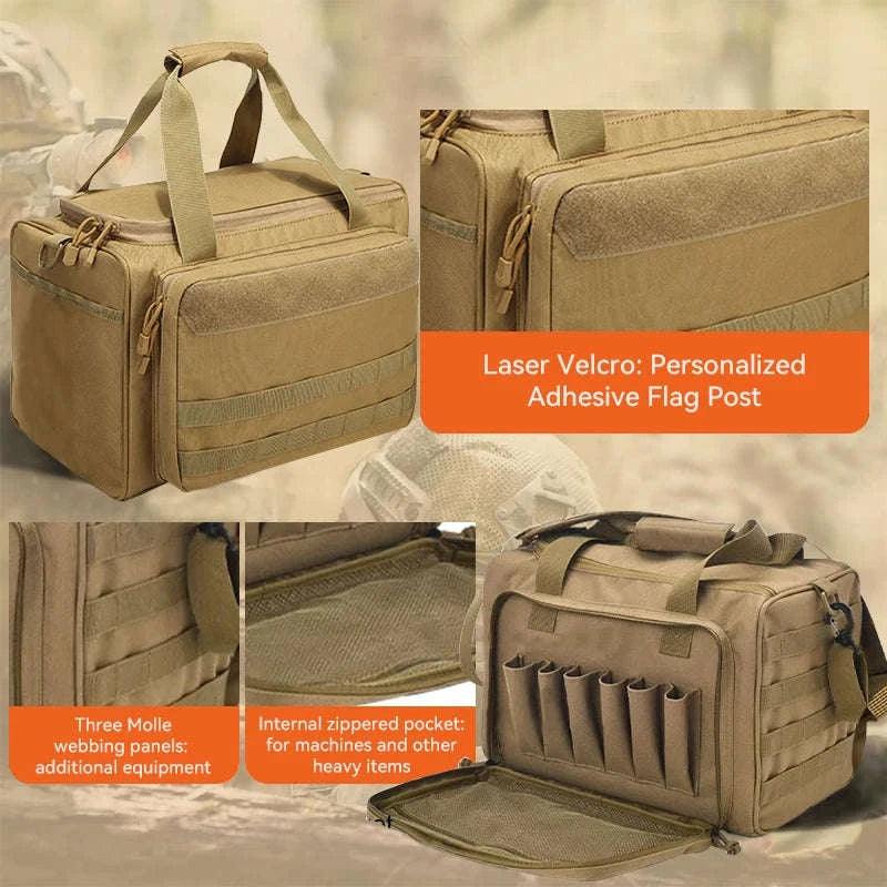 Tactical Gun Range Bag with Padded Compartments-Black