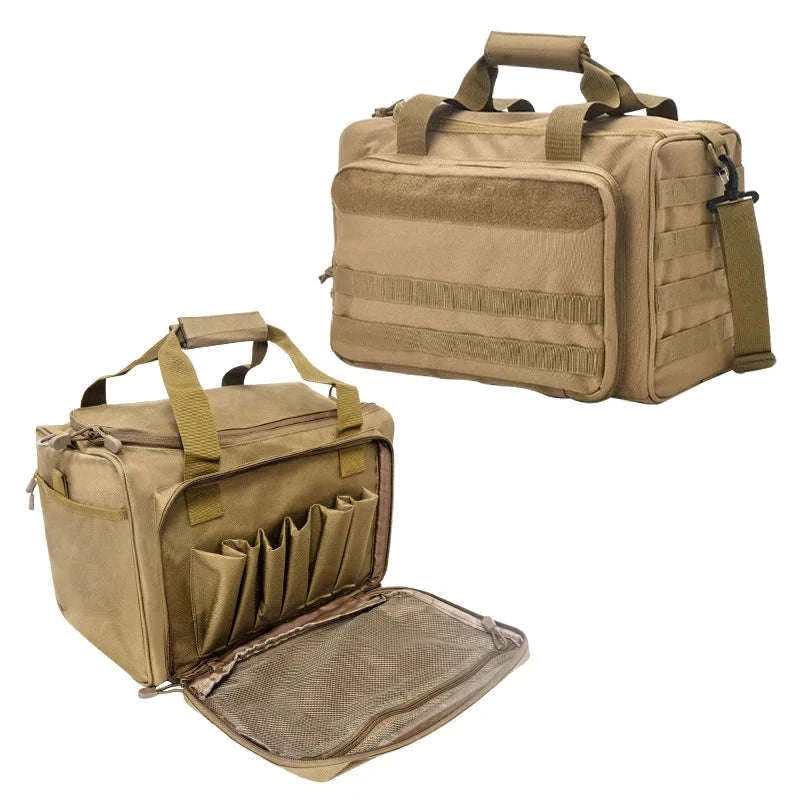 Tactical Gun Range Bag with Padded Compartments-Black