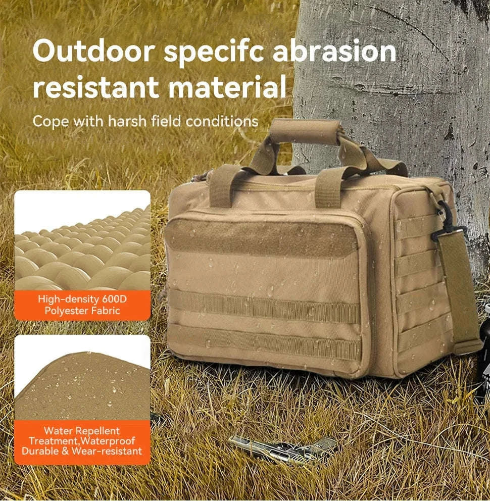 Tactical Gun Range Bag with Padded Compartments-Black