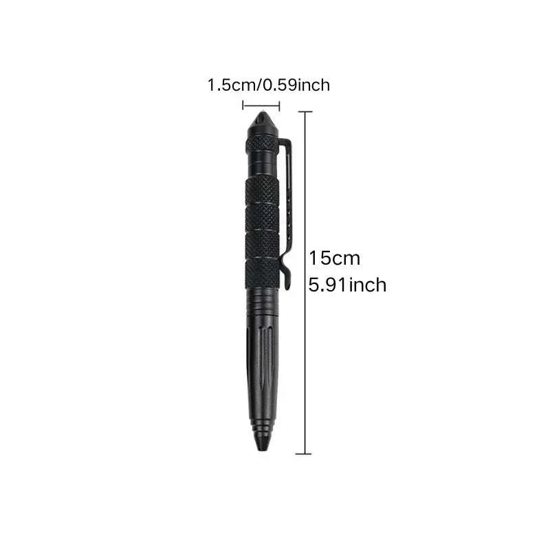 Tactical Survival Pen with Glass Breaker and Anti-Slip Grip-Black