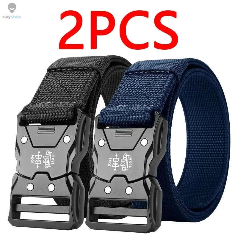 Tactical Waist Belt with Automatic Buckle for Outdoor Support-2PC B1 black kahki / 125cm