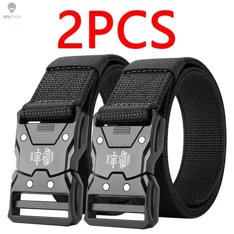 Tactical Waist Belt with Automatic Buckle for Outdoor Support-2PC B1 black kahki / 125cm