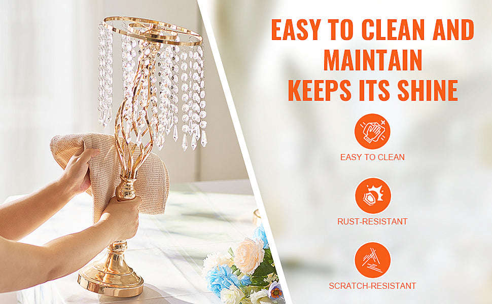 Tall Crystal Wedding Flower Stand Metal Centerpiece Vase-58cm 20pcs / L / United Kingdom