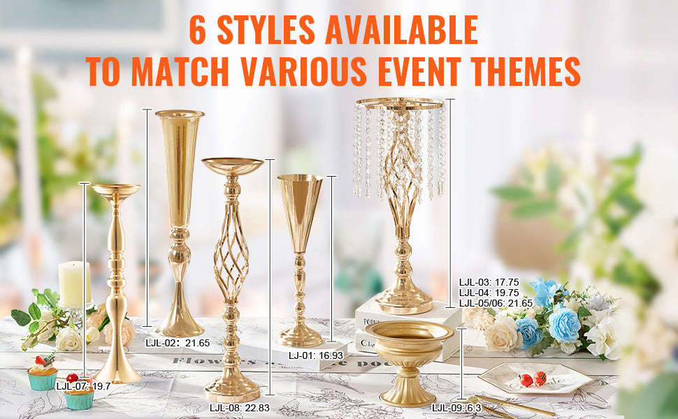 Tall Crystal Wedding Flower Stand Metal Centerpiece Vase-58cm 20pcs / L / United Kingdom