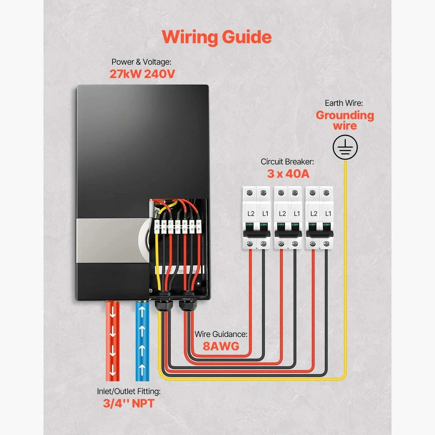 Tankless Electric Water Heater 27/36kW Instant Under Sink System-36 kW / United States