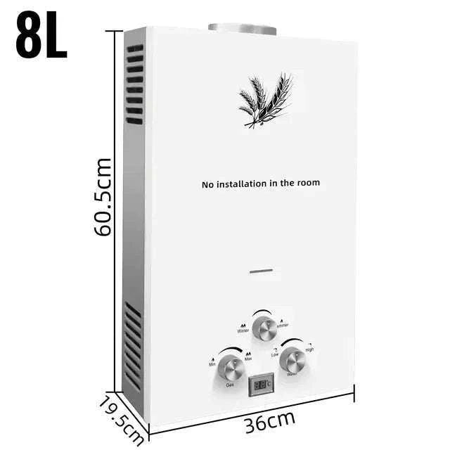 Tankless LPG Propane Water Heater with Digital Display 6L–18L-12L 24KW Silver / CZECH REPUBLIC