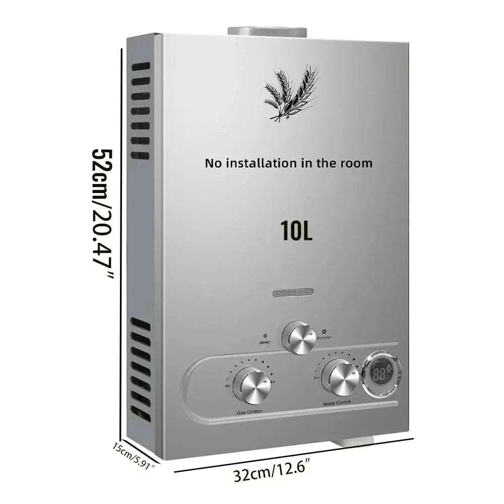 Tankless LPG Propane Water Heater with Digital Display 6L–18L-12L 24KW Silver / CZECH REPUBLIC