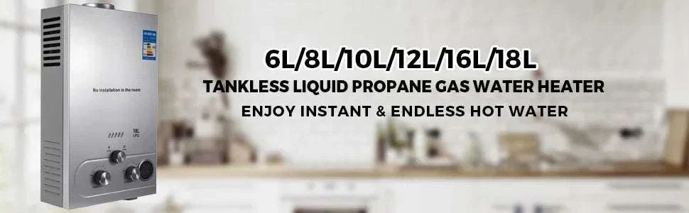Tankless LPG Propane Water Heater with Digital Display 6L–18L-12L 24KW Silver / CZECH REPUBLIC
