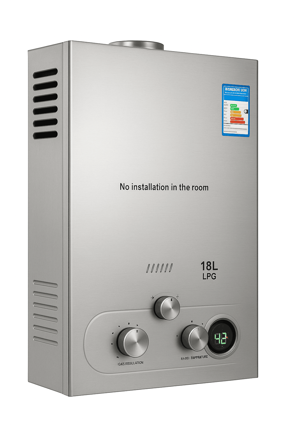 Tankless Propane Gas Water Heater Kit, Stainless Steel-Poland / 10L 12KW white