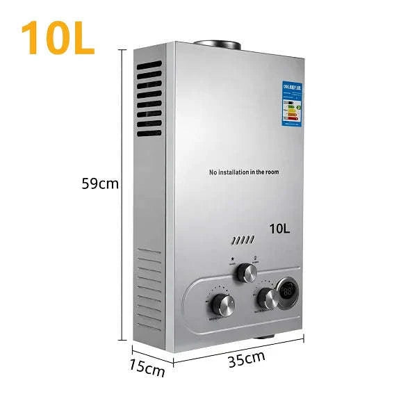 Tankless Propane Gas Water Heater Kit, Stainless Steel-Poland / 10L 12KW white