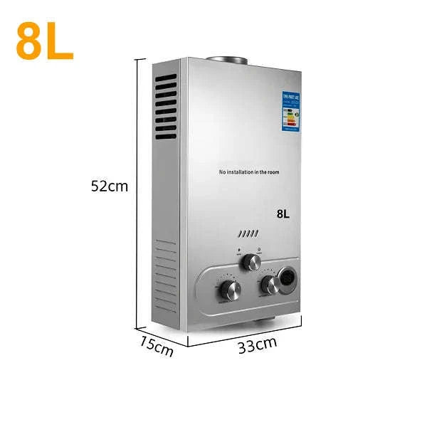 Tankless Propane Gas Water Heater Kit, Stainless Steel-Poland / 10L 12KW white