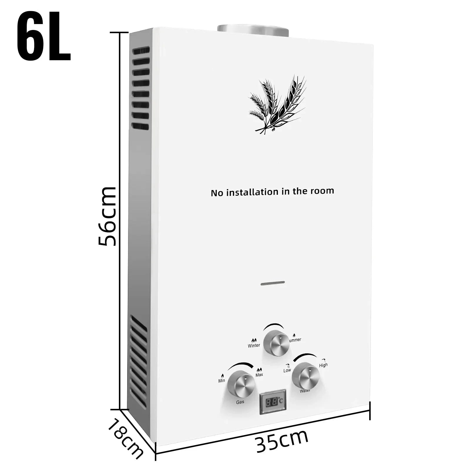 Tankless Propane Gas Water Heater Kit, Stainless Steel-Poland / 10L 12KW white