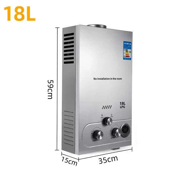 Tankless Propane Gas Water Heater Kit, Stainless Steel-Poland / 10L 12KW white