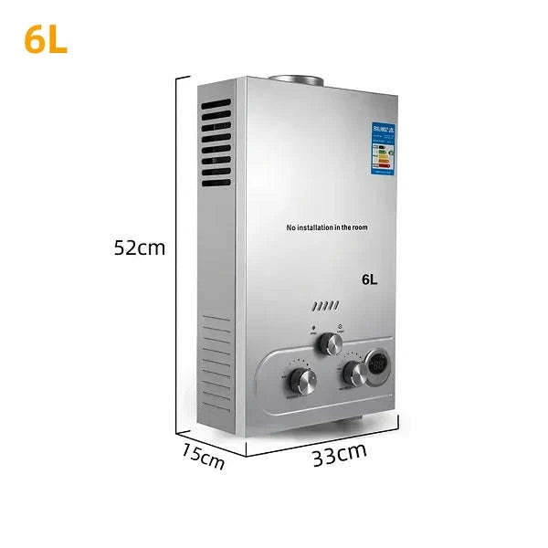 Tankless Propane Gas Water Heater Kit, Stainless Steel-Poland / 10L 12KW white