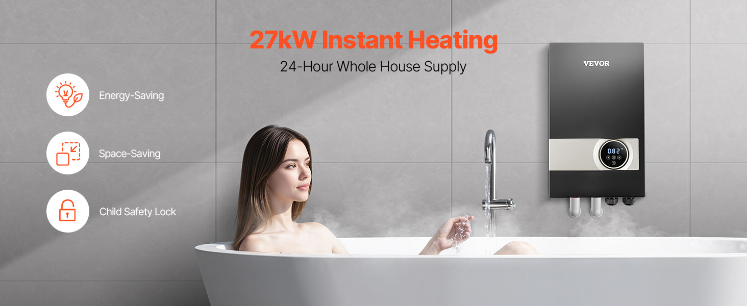 Tankless Electric Water Heater 27/36kW Instant Under Sink System