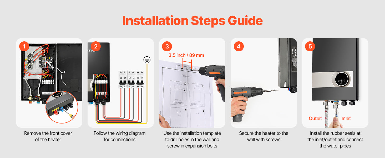 Tankless Electric Water Heater 27/36kW Instant Under Sink System