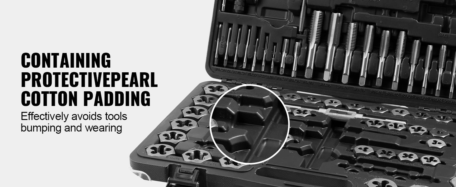 116-delige tap- en draadset met metrische en SAE-draadgereedschappen