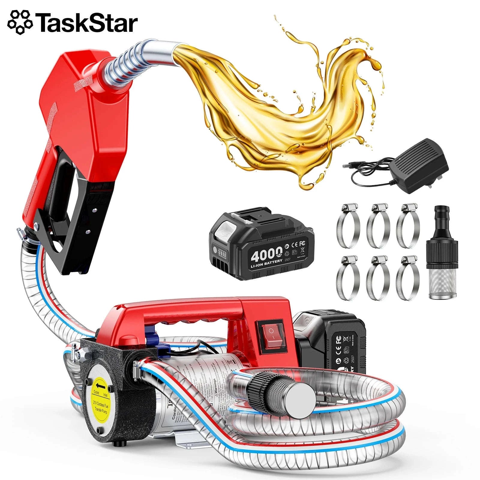 Taskstar Cordless Fuel Transfer Pump Kit for Diesel and Kerosene-NO battery / United States