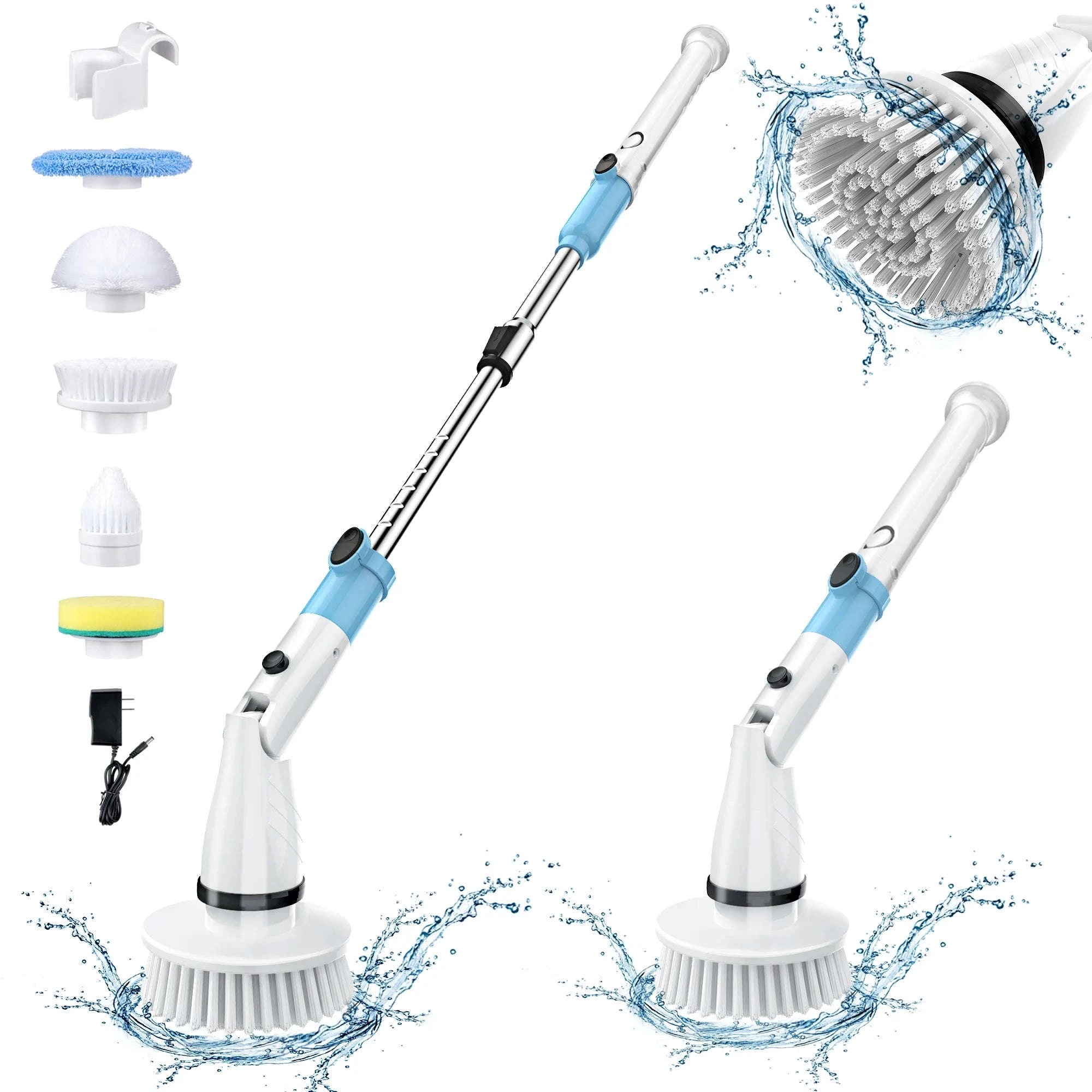 TASVAC EB5 Cordless Rotary Scrubber 450RPM with 5 Brush Heads-WHITE / EU / france