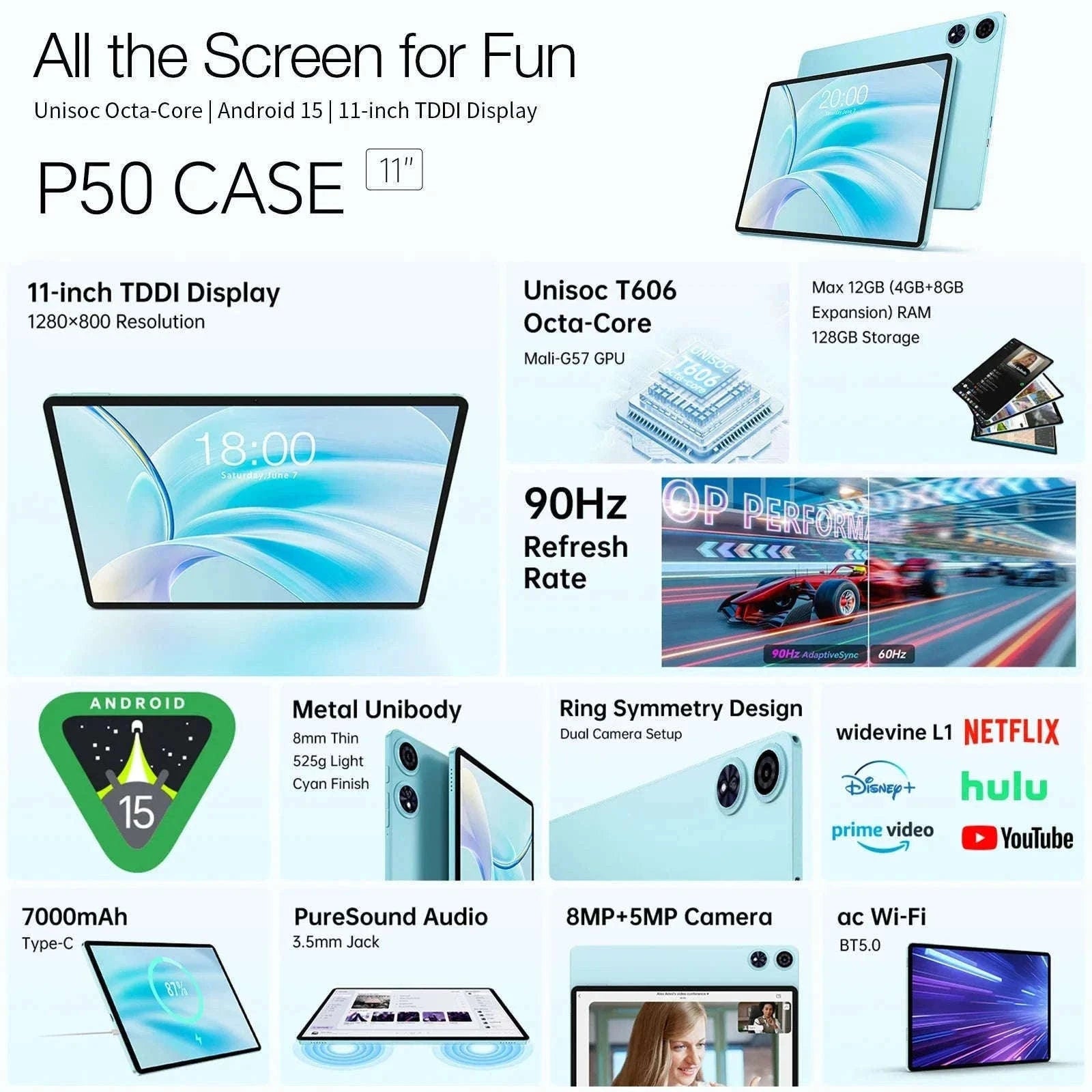 Teclast P50 Android 15 Tablet with 11-Inch IPS Display-Teclast P50 Case / GERMANY