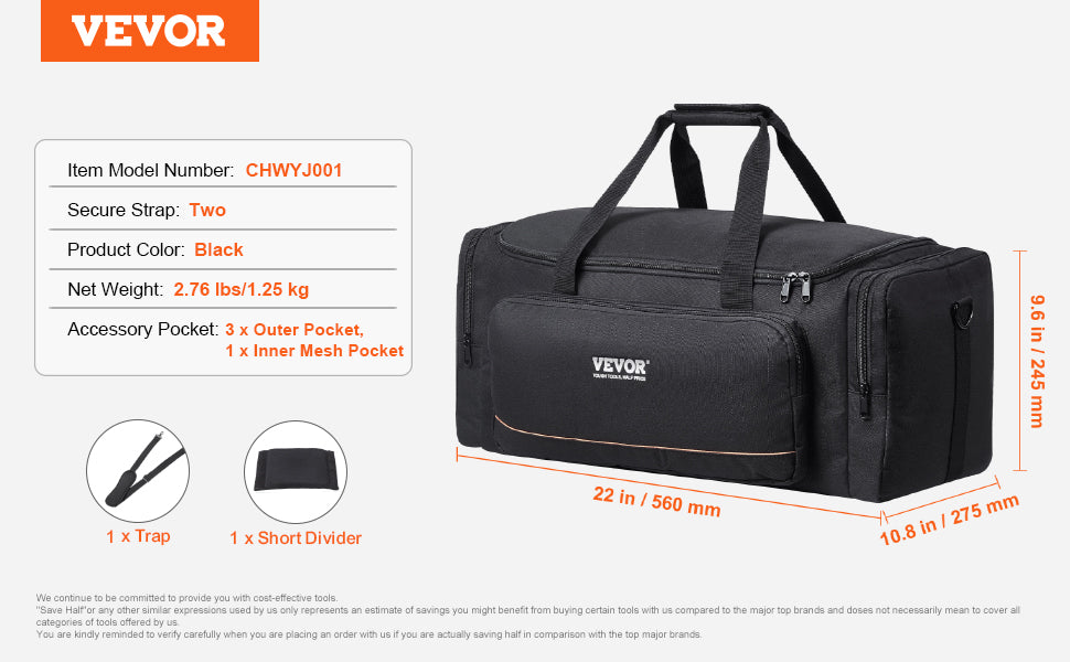 22in Shock-Absorb Telescope Storage Bag with Fixed Buckles, Multi-Pocket & Detachable Divider