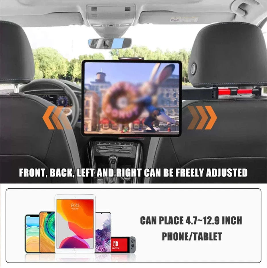 Telescopic Car Rear Seat Phone and Tablet Holder-Black