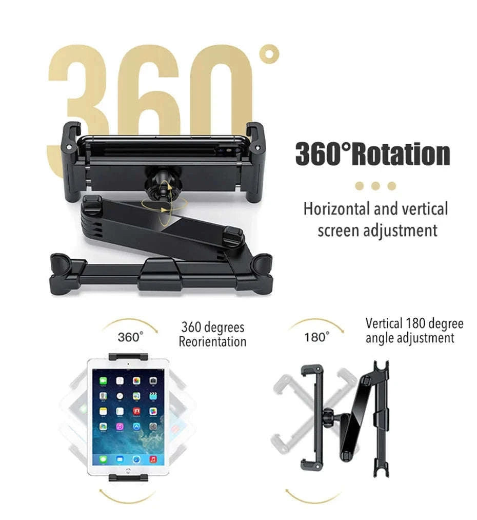 Telescopic Car Rear Seat Phone and Tablet Holder-Black