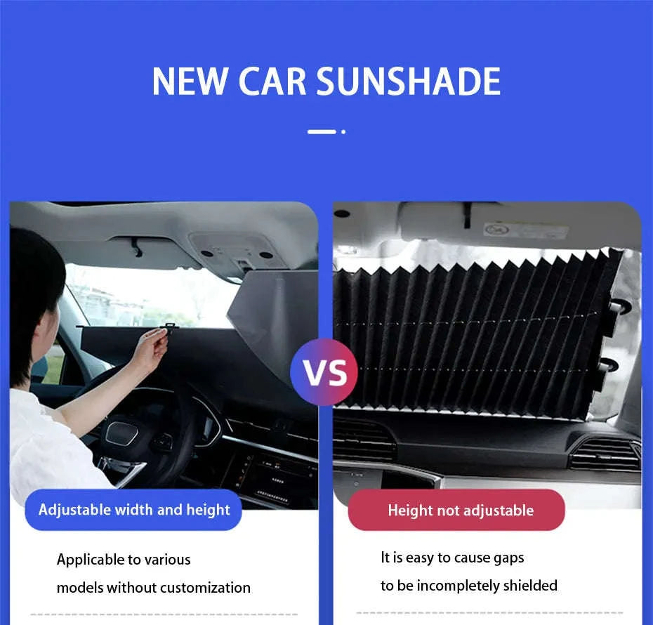 Telescopic Car Sun Shade Adjustable Width 72-140cm-1 pc
