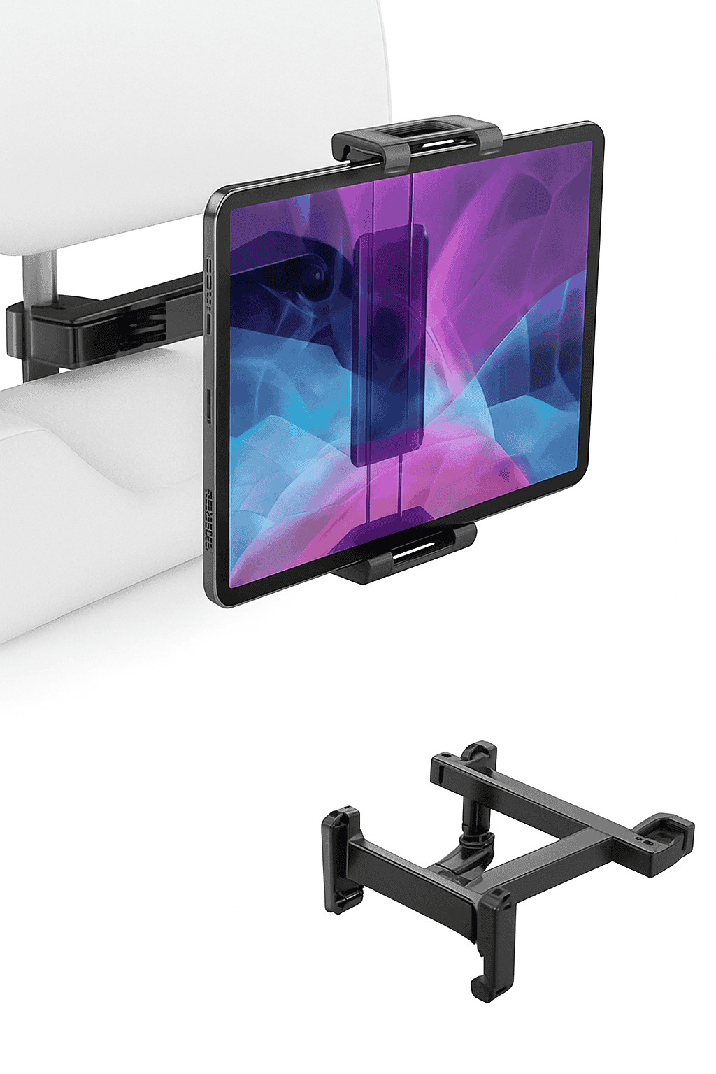 Telescopic Car Tablet Holder for Headrest, 360-Degree Rotation, Universal 4-12.9 in-1pc